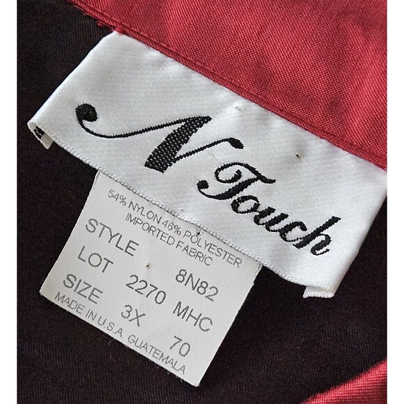 N Touch Metallic Red Long Sleeve Button Down Blouse Top 3XL Career Office - Picture 6 of 6